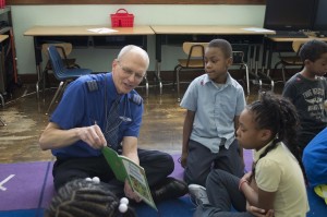 First Office Jim Anderson reads to a group of children