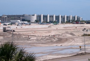 View of the runway construction with Terminal 4 in the background (Mark Lawrence)