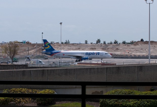 A Spirit A320 with the 10R/28L extension in the background. (Mark Lawrence)