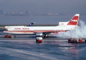 A smokey start for this TWA L-1011. (Photo by Howard Chaloner)