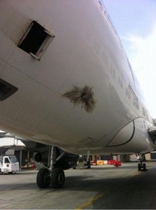 This bullet hole may not necessarily stop this Airbus A320 from flying.