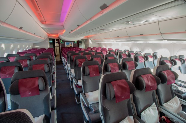 Economy class seats have a very comfortable movable headrest. 