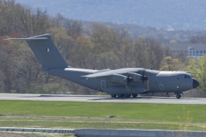 The A400 rolling out after its demonstration.