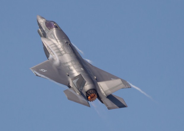 Another member of the home team – VMFAT-501 Warlords from MCAS Beaufort fly the F-35B in support of the MAGTF demo, as well as a solo performance.