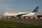 "I'm in a transitional phase," says this partially-painted Airbus A320. (Photo by Tom Alfano)