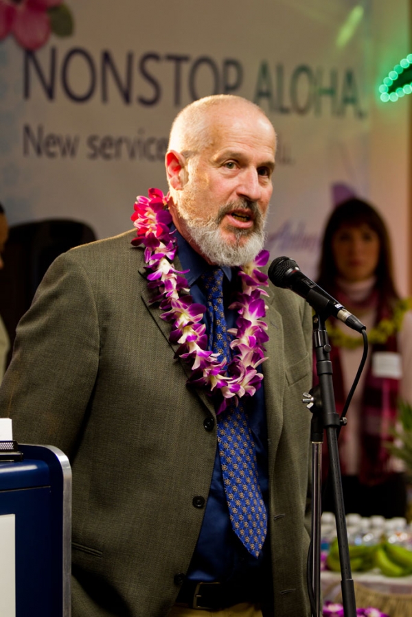 Charlie Sheldon - Executive Director - Port of Bellingham thanks all those in attendance for Alaska Airlines inaugural Bellingham to Honolulu Flight.
