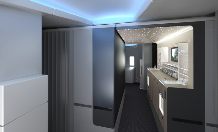 American Airlines Boeing 777-300ER dome entryway.