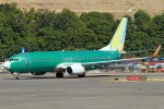 A Fly Dubai 737 arrives on its first flight from the factory in Renton. New planes are ferried to Boeing Field for painting and delivery. (Photo by Matt Molnar)