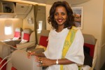 One flight attendant on every Ethiopian flight wears a traditional Ethiopian dress