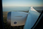 The massive engine and wing of the Boeing 787 dominate the shot as we climb out over North Seattle. (Photo by Jeremy Dwyer-Lindgren)