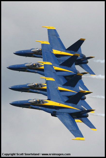 US Navy Blue Angels in formation. (Photo by Scott Snorteland, srsimages.com)