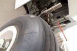 Nose landing gear of LAN's first Boeing 787-8 Dreamliner. (Photo by Dan King/NYCAviation)