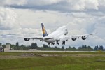 Lufthansa 747-8I takes off on its delivery flight to Frankfurt. (Photo by Boeing)
