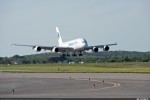 The no. 1 A380 for Malaysia Airlines returned to Toulouse, France on 9 May following completion of its interior furnishing and cabin system tests in Hamburg, Germany. (Photo by Airbus/P. Pigeyre)