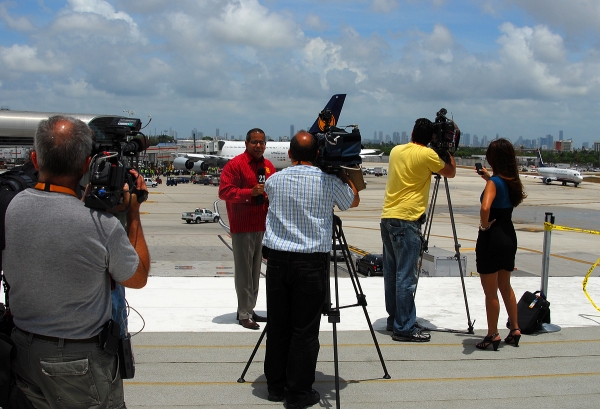 Press and media from all over the area were present to cover the event. (Photo by Mark Lawrence)
