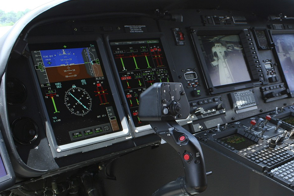 Cockpit of the AgustaWestland AW139 helicopter.
