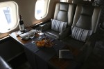 Bombardier Global 6000 dinner setup.