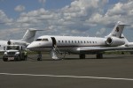 Not part of the display, but getting fueled up is the Bombardier Global Express (N904DS) belonging to Washington Redskins owner Daniel Snyder.