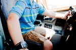 An aspiring captain handles the throttles aboard a Wisconsin ANG KC-135.
