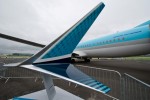 Full size model of the new winglet designed for the Boeing 737 MAX. (Photo by Boeing)