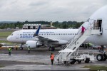 First production Airbus A320 with Sharklet wingtips on static display. (Photo by Airbus)