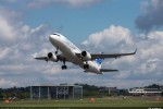 First production Airbus A320 with Sharklet wingtips takes off. (Photo by Airbus)