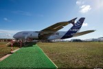 Green carpet leads to the Airbus A380. (Photo by Airbus)