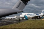 Airbus A400M Atlas and Malaysia Airlines A380. (Photo by Airbus)