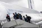 A group of young people board the A380. (Photo by Airbus)