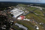 Another angle of the Farnborough International Airshow static display as seen from the sky. (Photo by Farnborough International)