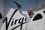 Sir Richard Branson announces the Launcher One satellite delivery vehicle. (Photo by Farnborough International)