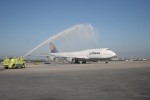 Water cannon salute! (Photo by Stephen Shrank/NYCAviation)