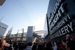 A local high school band plays outside the Charles Simonyi Space Gallery before festivities begin. (Photo by Jeremy Dwyer-Lindgren/NYCAviation)