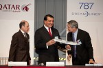 ''We are proud, in Qatar, to receive one of the most highest technology and state of the art airplanes, and we hope that Qatar Airways, by butting it's name on this will give a very important, shining image of the Dreamliner to the world.'' -Qatari Ambassador to the United States HE Mohamed Bin Abdulla Al-Rumainil seen here holding a Qatar Airways 787 Dreamliner model presented by Boeing Commercial Airplanes CEO Ray Conner. (Photo by Liem Bahneman/NYCAviation)