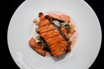 Salmon filet on a plate. (Photo by Jeremy Dwyer-Lindgren/NYCAviation)