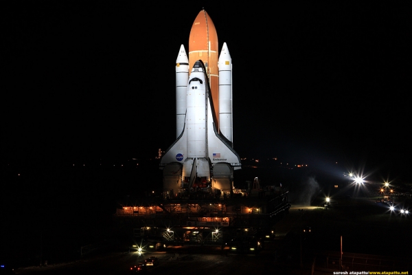 Space Shuttle Endeavour on final rollout to the pad for upcoming STS-134 mission. (Photo by Suresh Atapattu)