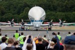 Super Guppy taxis to the podium. (Photo by Liem Bahneman/NYCAviation)