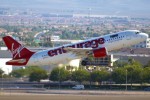 The Entourage logo-jet, N628VA, lifts off from Las Vegas (LAS). (Photo by gTarded)