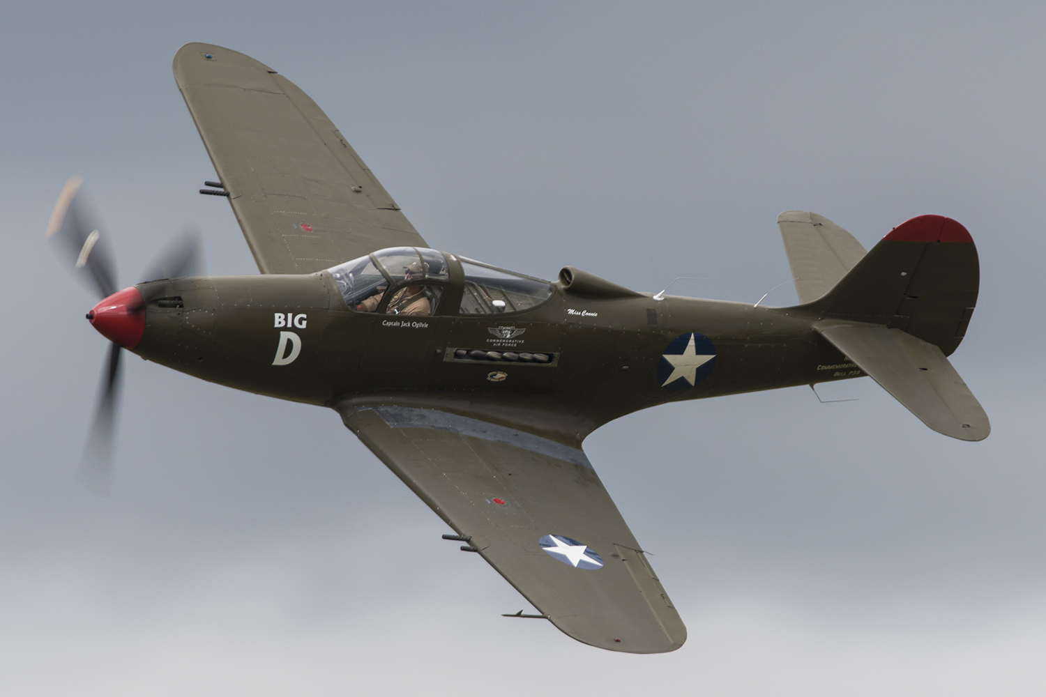 A Rare P-39 Airacobra performing during the WWII portion of the flying