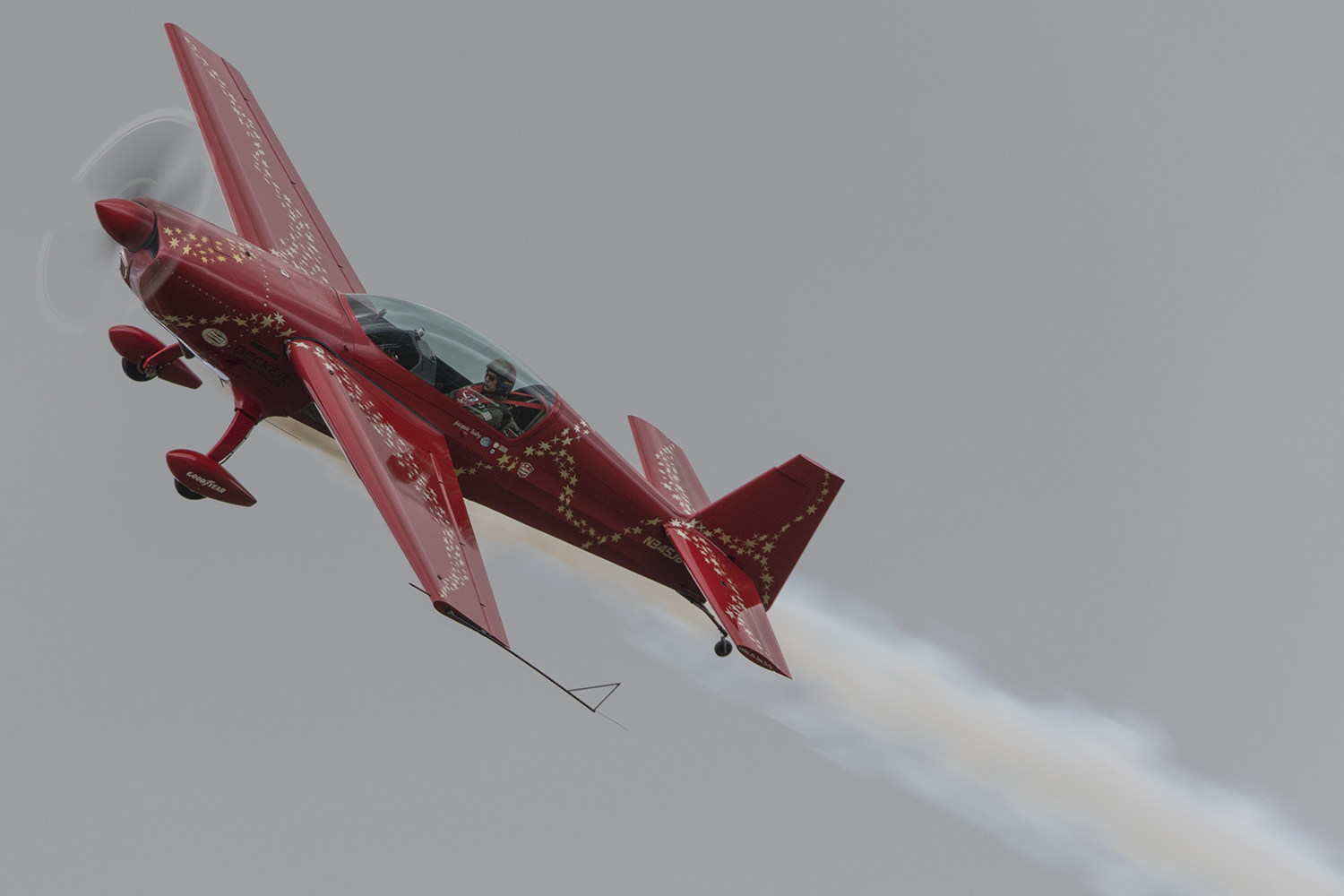 Jacquie B’s final maneuver, a tailside, in her Extra 330L