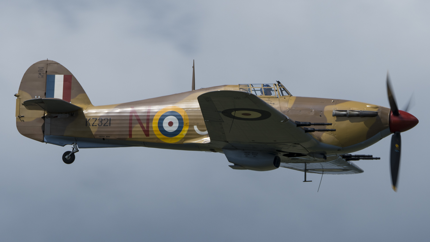 A Hawker Hurricane taking to the skies during the WWII warbird portion of the show