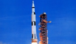 Apollo 15 blasts off from Cape Canaveral. (Photo by NASA)