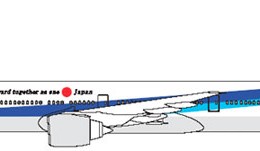 ANA 777-300ER with earthquake titles.