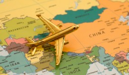 Plane flying over China