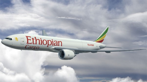 Artist rendering of a new Ethiopian Airlines Cargo Boeing 777 Freighter