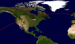 HNL-RFD = 4181 miles. RFD-STN = 4001 miles. 20 hours on a 767 = Priceless.