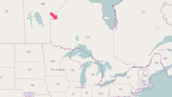 Map of North Spirit Lake Airport plane crash Ontario Canada