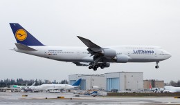Lufthansa expects to fly this Boeing 747-8I (D-ABYA) home to Germany in the Spring. (Photo by Liem Bahneman)