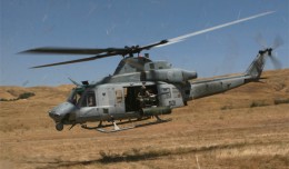 U.S. Marine Corps pilots from Marine Light Attack Helicopter Training Squadron 303, Marine Aircraft Group 39, 3rd Marine Aircraft Wing, prepare to land a UH-1Y Huey belonging to the squadron, during confined area landing training at Marine Corps Base Camp Pendleton in 2008