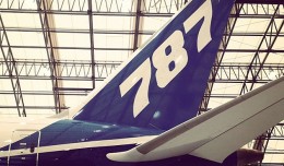 Boeing's 787 Dream Tour plane (N787BX) seen during a visit to Boston Logan International Airport. (Photo by Matt Molnar)
